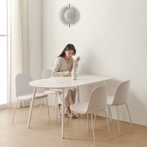 아만다 반원 라운드 테이블 반타원형 4인 포세린 세라믹 식탁 세트 1400