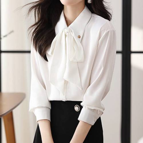 NB2471 럭셔리 세련미 리본넥 긴팔 카라 셔츠