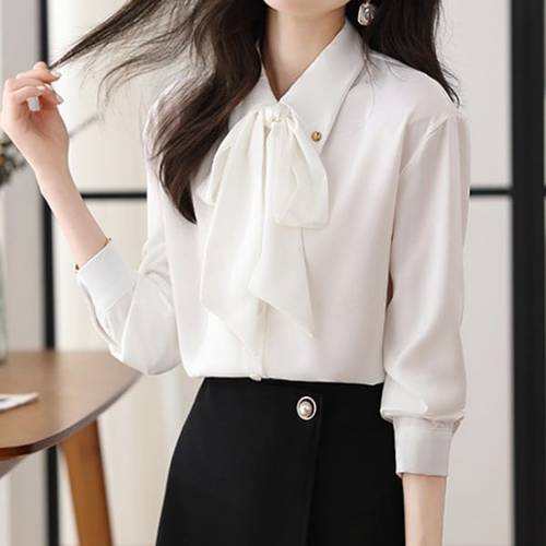 NB2471 럭셔리 세련미 리본넥 긴팔 카라 셔츠
