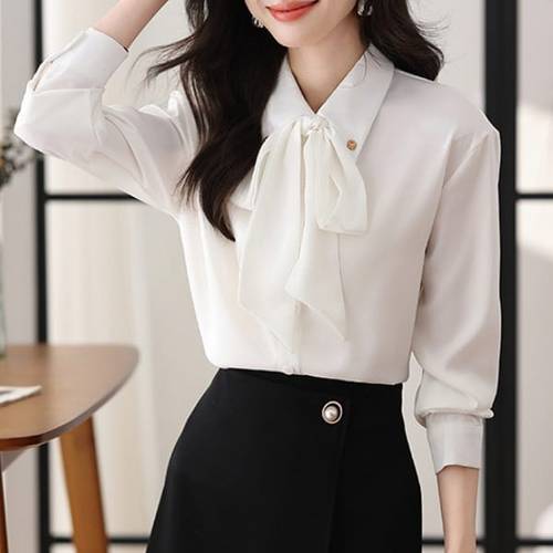 NB2471 럭셔리 세련미 리본넥 긴팔 카라 셔츠