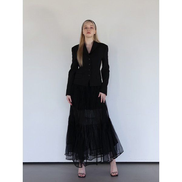 See-through double-layered skirt - BLACK