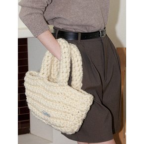 Wool 100% Handmade Crochet Tote Bag _ Cream