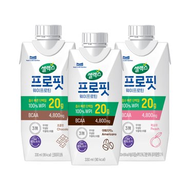 셀렉스 프로핏 웨이프로틴 드링크 3종 초콜릿/복숭아/아메리카노 (WPI)330ml 24팩/분리유청 단백질