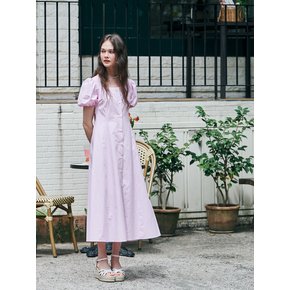 MET puff sleeve long dress pink