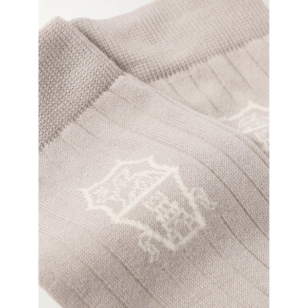 브루넬로쿠치넬리 로고 자카드 리브 코튼 양말 46376663162997990