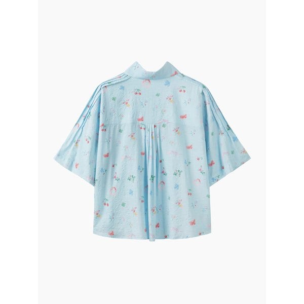 [Online Exclusive] 가든 그래픽 반팔 블라우스_BABLE5631BL