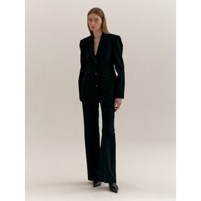 WOOL TWILL THREE BUTTON JACKET (BLACK)