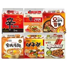 농심 신라면 5입 + 신라면건면 5입 + 안성탕면 5입 + 너구리 5입 + 짜파게티 5입 + 오징어짬뽕 5입