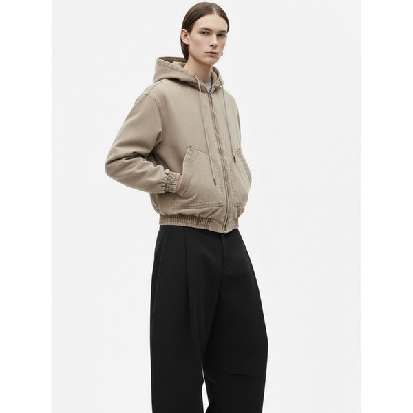 카치온 다잉 투웨이 후드 점퍼 (차콜,베이지)/M261OT03