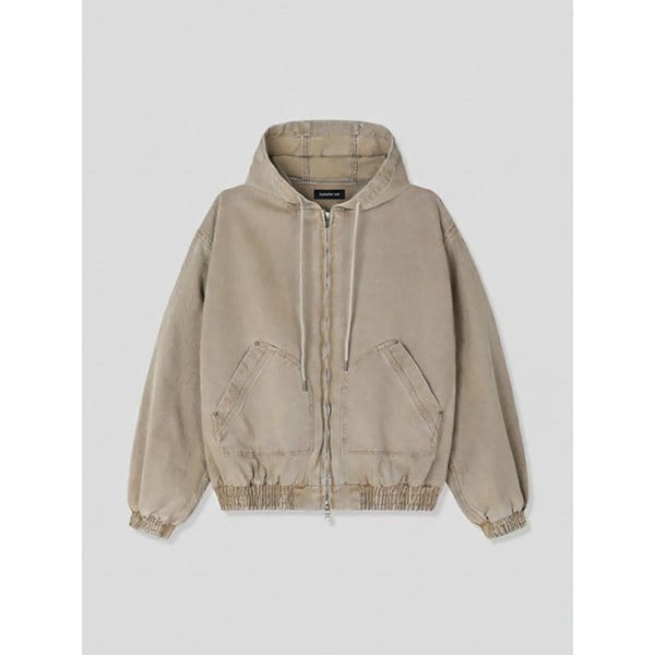 카치온 다잉 투웨이 후드 점퍼 (차콜,베이지)/M261OT03