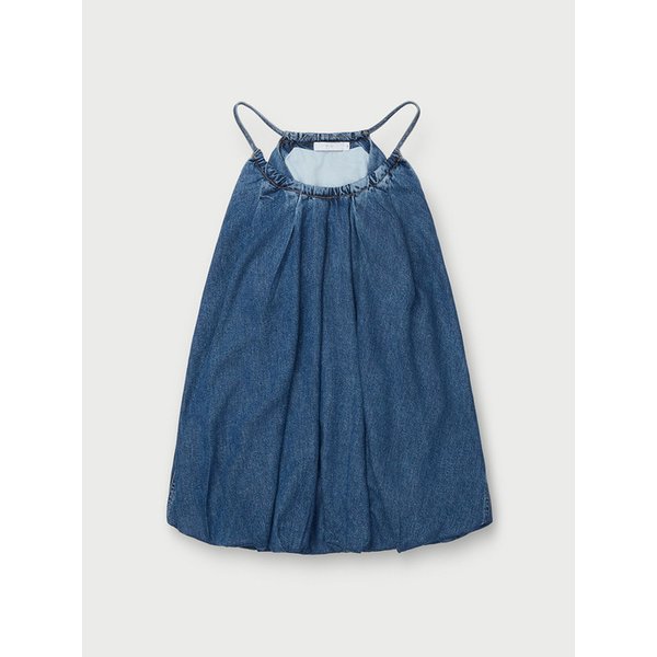 JUSTINA 텐셀 데님 셔링 벌룬 드레스 IODAM26107BUX