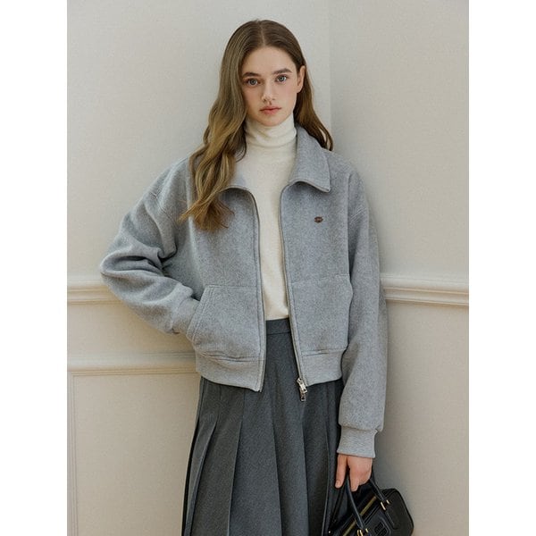 High Neck Fleece Zip-Up Jumper Grey AT5TSF076GE