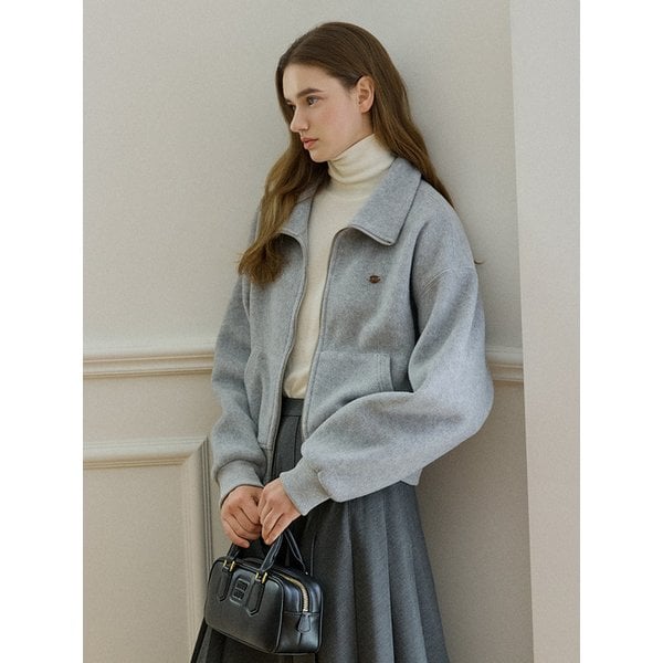 High Neck Fleece Zip-Up Jumper Grey AT5TSF076GE