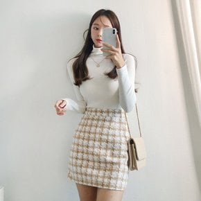 감탄흘러나와 하운드 체크 모직 미니 스커트