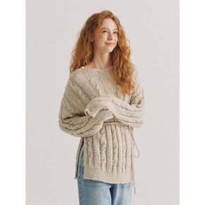 Tape Yarn Mixing Long Sleeve Knit Top_Beige