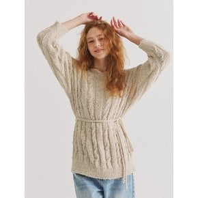 Tape Yarn Mixing Long Sleeve Knit Top_Beige