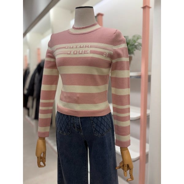 [여주점] 70% 할인 여성 스트라이프 레터링 니트 탑(ITNAKPO140)