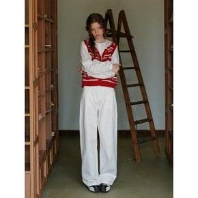 Cest_One tuck wide white pants