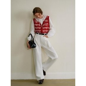 Cest_One tuck wide white pants