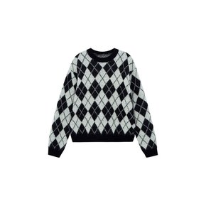 Argyle Silver Ball Pullover_ivory black