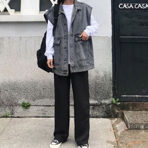 루즈핏 데일리 무심 시크룩 데일리 여성 블랙진 조끼