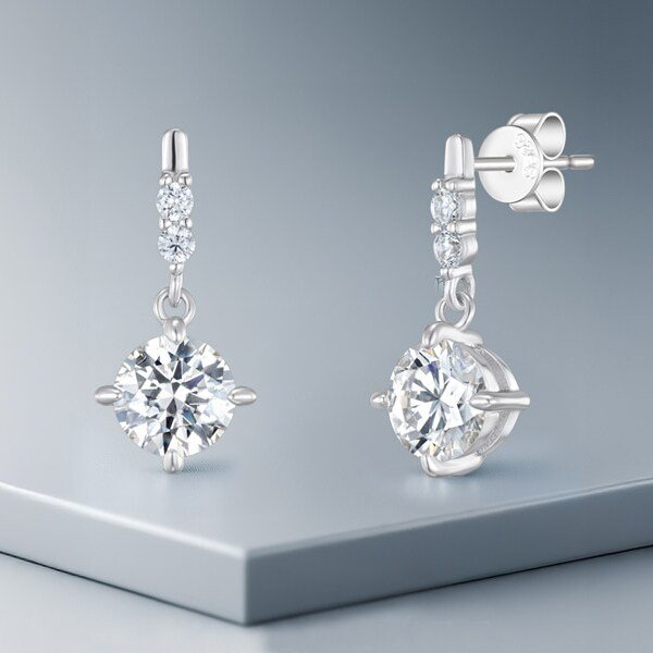 모이사나이트 귀걸이 랩 다이아 클리어 드롭