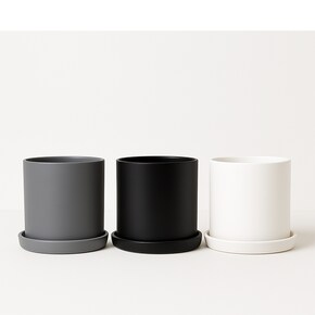 원형 무광 도자기 화분 받침 세트 / 모던 감성 실내 인테리어 화분 7 Size 3 Color