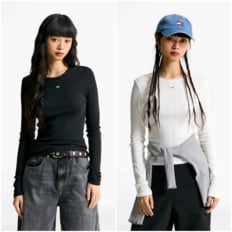 여성 슬림 포인텔 립 롱슬리브 T32F0TTO30TWT1 TOMMY JEANS