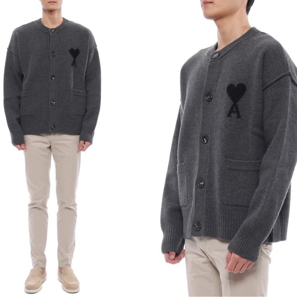 [부산점] 25FW 남성 하트 로고 울 가디건 (UKC368 018 0504 M 25F)