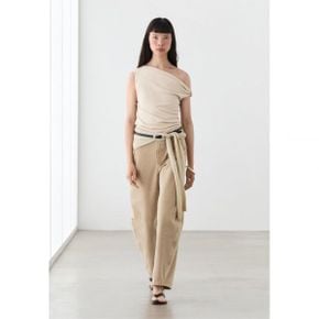 Massimo Dutti 마시모 두띠 비대칭 드롭 소매 탑 - 샌드 8064384