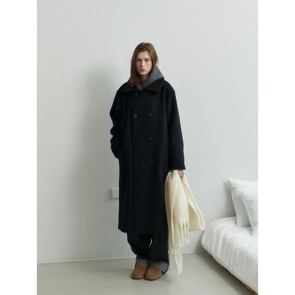 Essential Premium Wool Overfit Double Coat _ Black