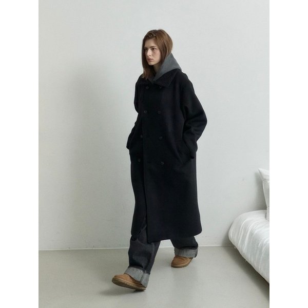 Essential Premium Wool Overfit Double Coat _ Black