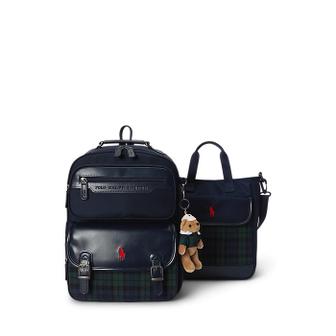 폴로 랄프 로렌 폴로 키즈 남아 8-18세 플래드 트림 백팩 앤 슈즈 백 세트(CWPOACCY9P20121410)