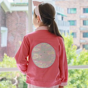 아루뎅이 아동 한복 점퍼 공용 핑크 자수 간절기 어린이 생활한복 아우터