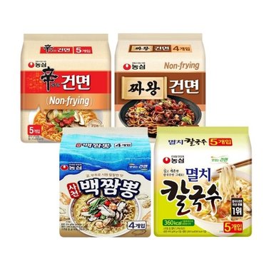  농심 건면 라면4종세트 신라면+짜왕+백짬뽕+멸치칼국수