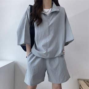 3color 캐주얼 하프집업 바람막이 세트