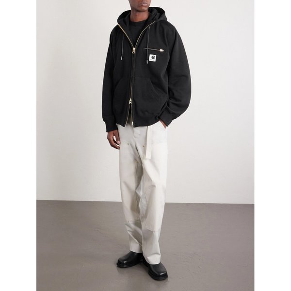 로고 아플리케 코튼 저지 집업 후드 티셔츠 46376663162959976