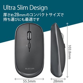 ELECOM Bluetooth Slint M-TM15BBGMEC 4 Windows Mac Android iOS iPadOS 무선 마우스 얇은