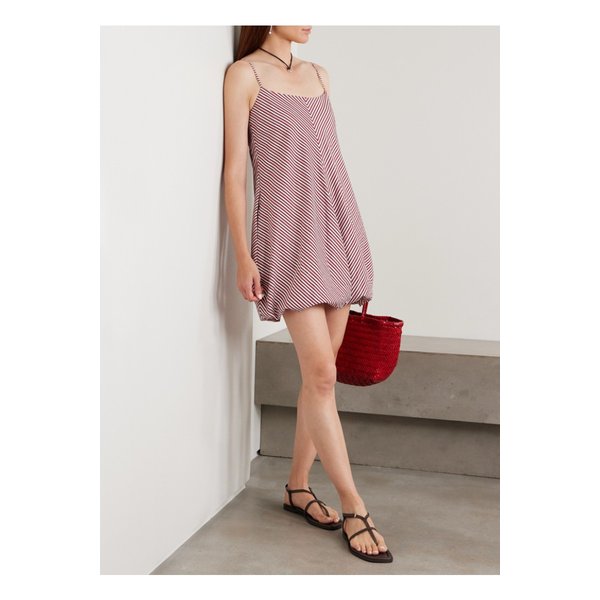 페이스풀 아니엘라 개더 스트라이프 코튼 포플린 미니 드레스 핑크 46376663162894480