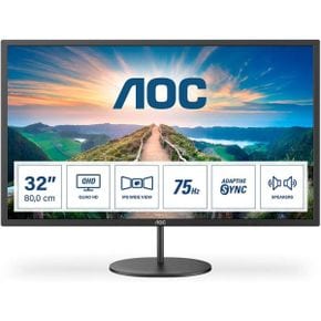 영국 AOC 모니터 Q32V4 32 inch QHD Monitor 75Hz 4ms IPS Adaptive Sync speakers FlickerFree