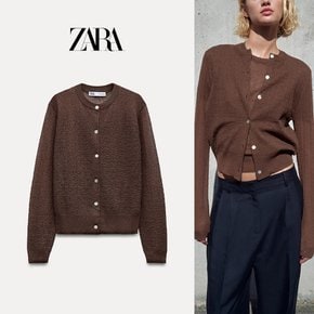 자라 ZARA 여성 니트 가디건 파인 라운드넥 단추 카디건