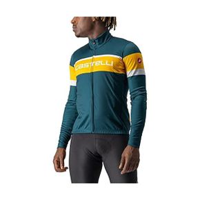 독일 카스텔리 져지 CASTELLI Mens Passista Jersey Sweatshirt Deep Teal/GoldenrodSilver Gra