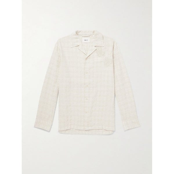 NN.07 벤 50041 캠프 칼라 자수 체크 코튼 블렌드 셔츠 46376663163008088