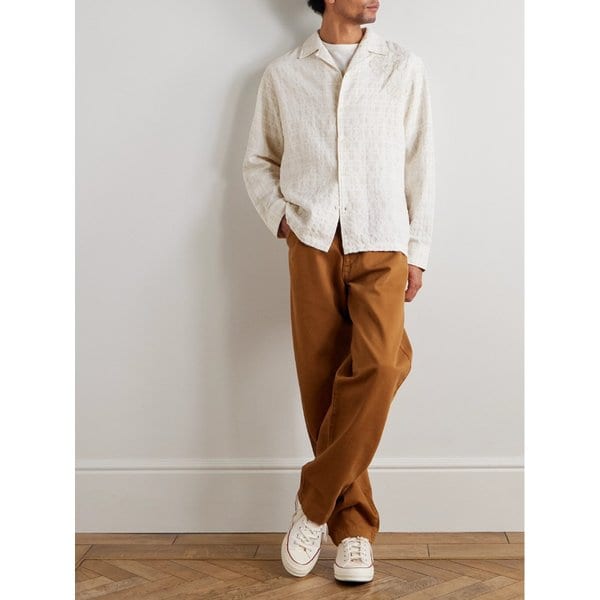 NN.07 벤 50041 캠프 칼라 자수 체크 코튼 블렌드 셔츠 46376663163008088