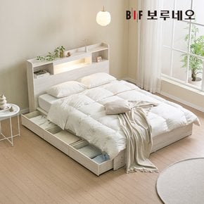 [착불] 코코 LED 3서랍 수납 침대 킹 프레임