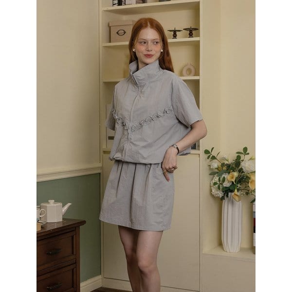 DD_Folds shirt and shorts skirt set_GRAY