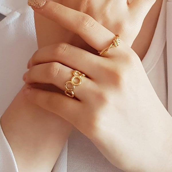 [옷자락] 여자 펀칭 꼬임 오픈형 트위스트 셋트 반지