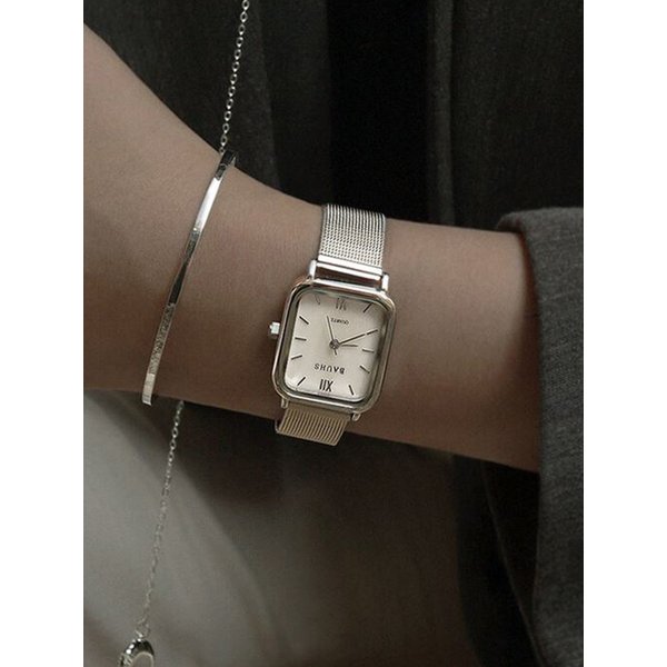 여성 자개 손목시계 메쉬워치 하버 실버