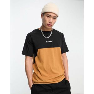  팀버랜드 Cut Sew 반팔 티셔츠 블랙 탠브라운 478644