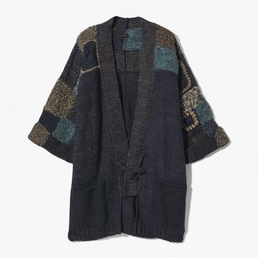 샌프란시스코마켓 [KAPITAL]캐피탈 가디건/3G HAND KNIT SPRING TUGIHAGI KESA CARDIGAN CHARCOAL GRAY/KAD1M50001